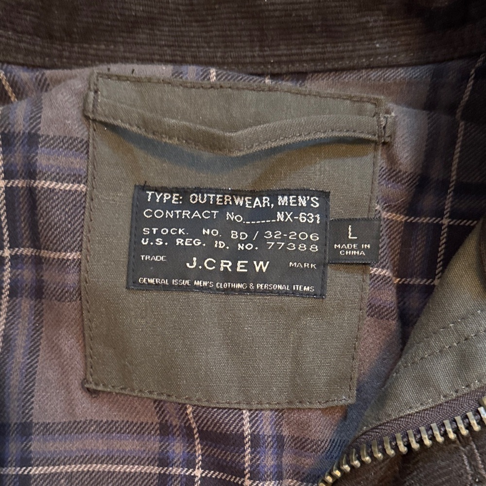 J. Crew Olive Field Jacket with Plaid Lining - Picture 2 of 5